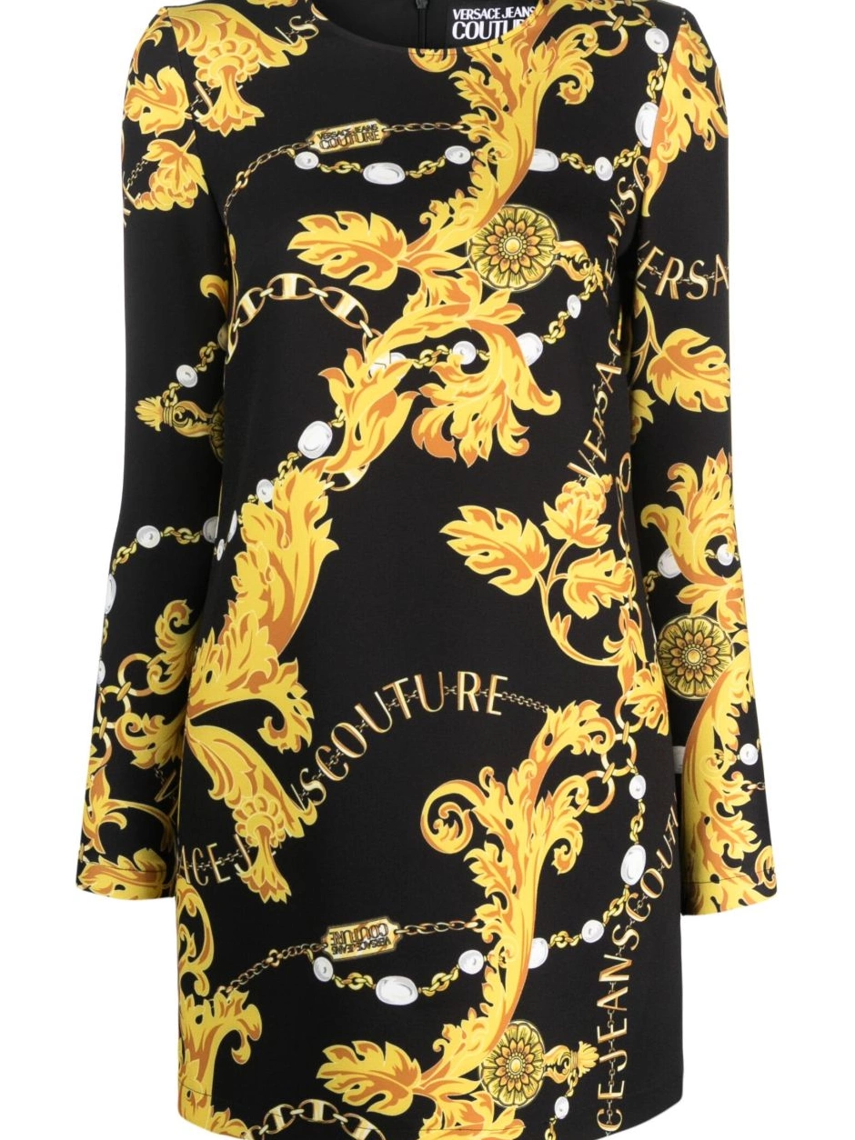 Cheap Versace Women Baroque-print minidress long-sleeve Jeans Couture 0731